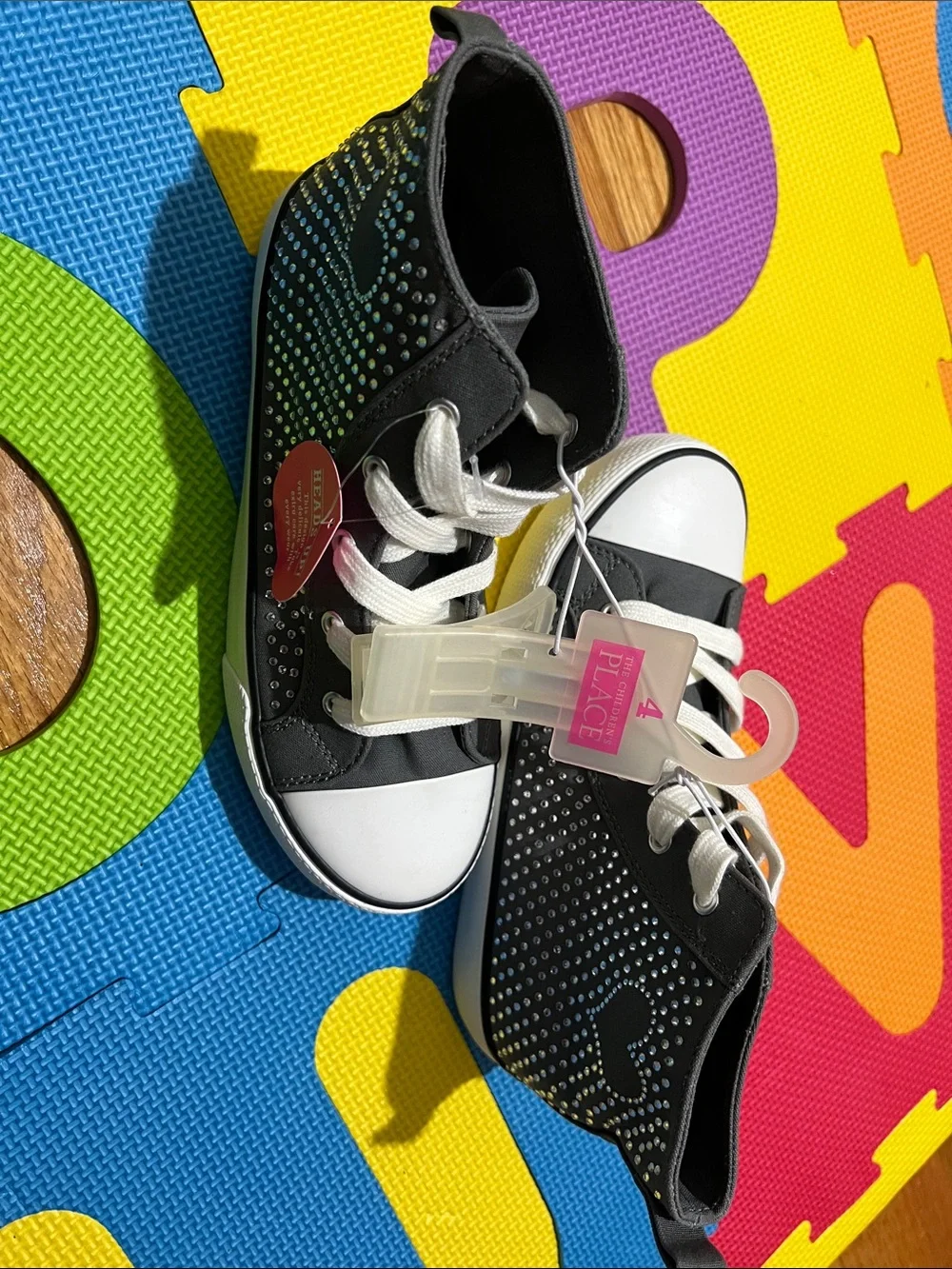 The Children's Place Black High-Top Sneakers with White Toe and Laces